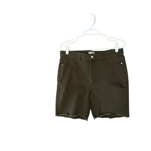 Wonderly Brown High-Rise Pull-On Stretch Cotton 8" Denim Shorts Size 8